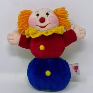 Vintage 1990 Dakin Plush Carnival Clown Reversible Stuffed Toy 2 Sided Colorful